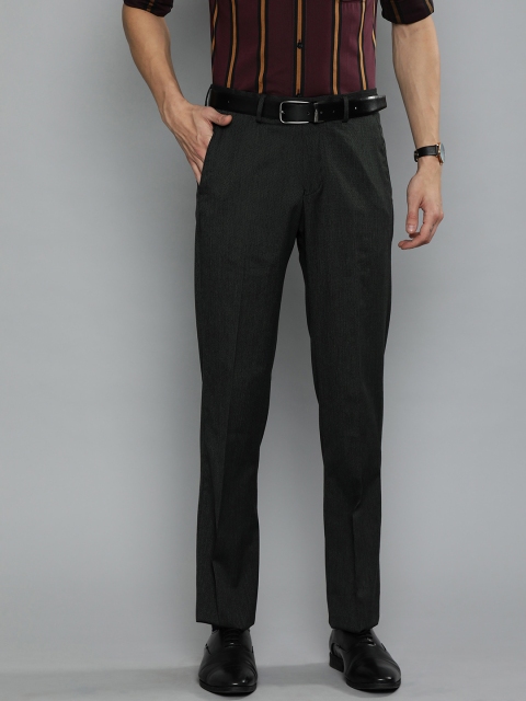 

Louis Philippe Men Black Regular Fit Self Design Formal Trousers