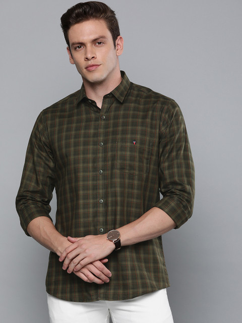 

Louis Philippe Sport Men Olive Green Slim Fit Checked Casual Shirt