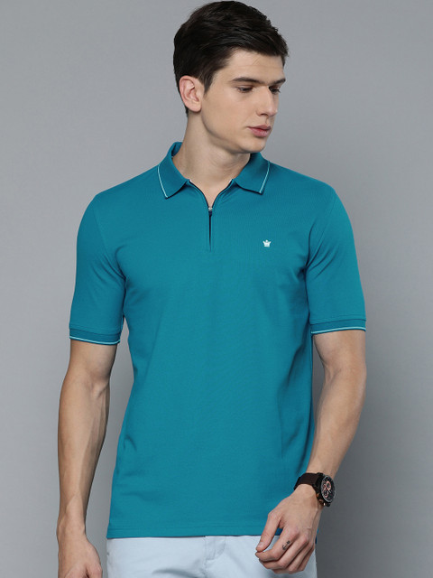 

Louis Philippe Golf Leisure Men Blue Solid Polo Collar T-shirt
