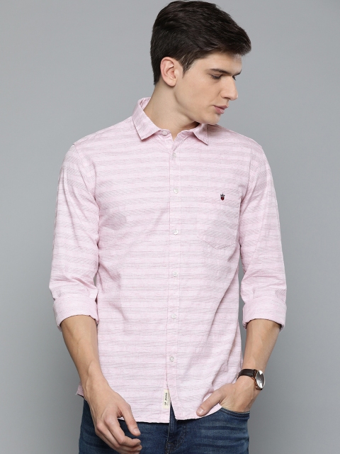 

Louis Philippe Jeans Men Pink Striped Super Slim Fit Casual Shirt