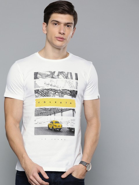 

Louis Philippe Jeans Men White Solid Slim Fit Round Neck T-shirt