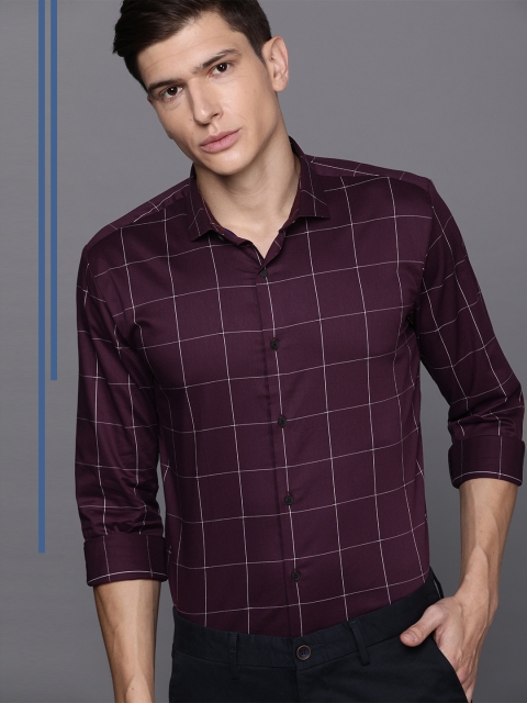 

Louis Philippe Ath.Work Men Burgundy & White Checked Super Slim Fit Smart Casual Shirt