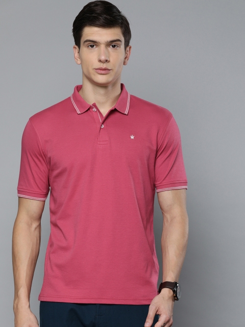 

Louis Philippe Golf leisure Men Pink Solid Polo Collar T-shirt