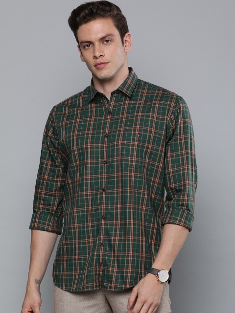 

Louis Philippe Sport Men Green & Orange Slim Fit Checked Casual Shirt