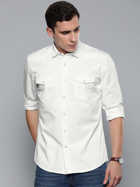 

Louis Philippe Jeans Men White Slim Fit Solid Casual Shirt