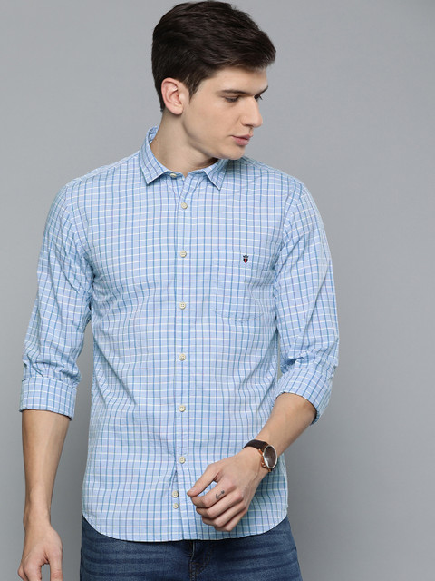 

Louis Philippe Jeans Men Blue Slim Fit Checked Casual Shirt