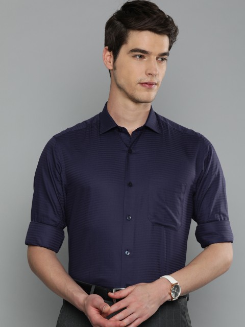 

Louis Philippe Men Navy Blue Slim Fit Self Design Formal Shirt