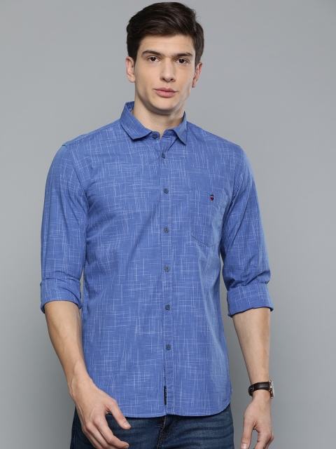 

Louis Philippe Jeans Men Blue Super Slim Fit Self Design Casual Shirt