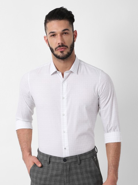 

Louis Philippe Ath.Work Men White & Grey Slim Fit Checked Formal Shirt