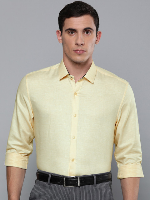 

Louis Philippe Men Yellow Slim Fit Self Design Formal Shirt