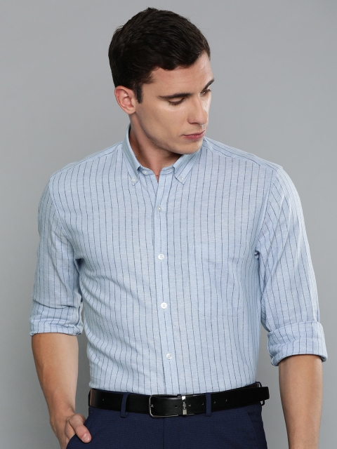 

Louis Philippe Men Blue Striped Slim Fit Formal Shirt