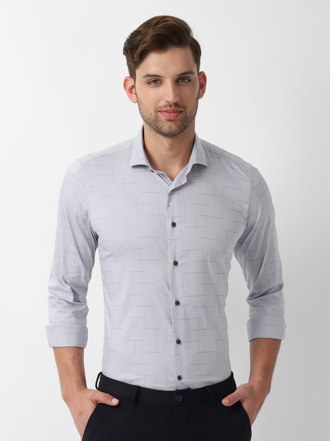 

Louis Philippe Ath.Work Men Grey & Black Slim Fit Checked Formal Shirt