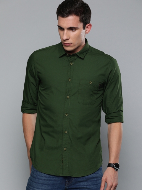 

Louis Philippe Jeans Men Green Super Slim Fit Solid Casual Shirt