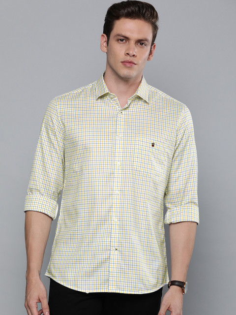 

Louis Philippe Sport Men White & Yellow Slim Fit Checked Casual Shirt
