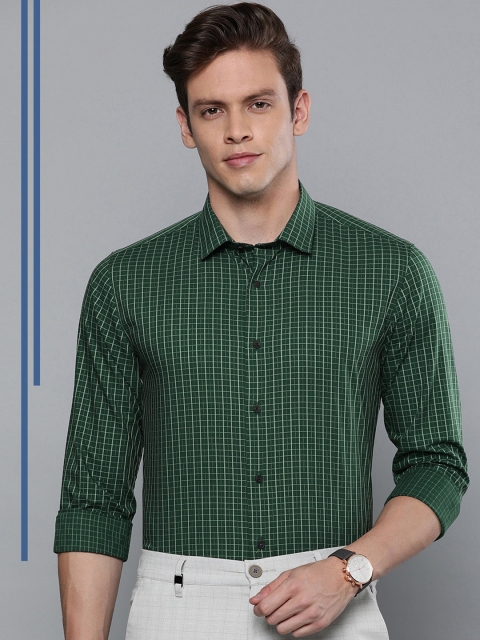 

Louis Philippe Ath.Work Men Green & Beige Super Slim Fit Checked Smart Casual Shirt