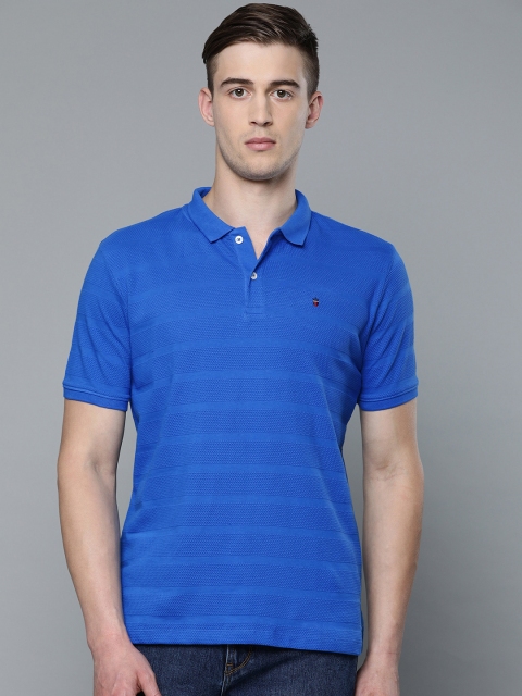 

Louis Philippe Sport Men Blue Self Design Slim Fit Polo Collar T-shirt