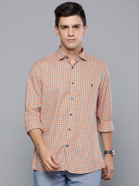 

Louis Philippe Sport Men Orange & Grey Slim Fit Checked Casual Shirt
