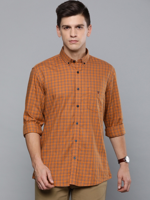 

Louis Philippe Sport Men Orange & Blue Slim Fit Checked Casual Shirt