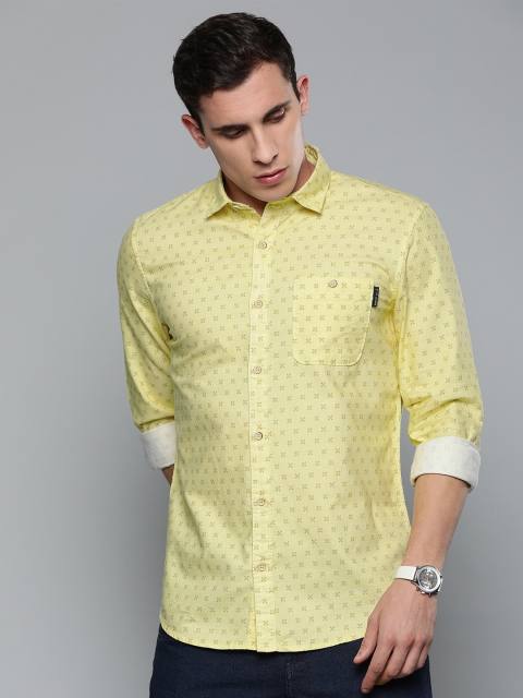 

Louis Philippe Jeans Men Yellow Super Slim Fit Printed Casual Shirt