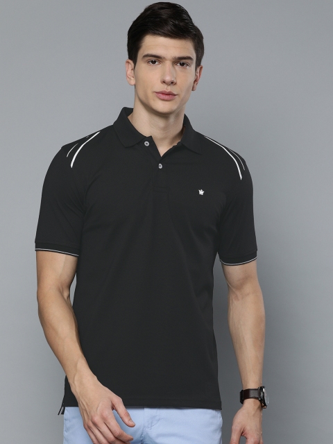 

Louis Philippe Golf Leisure Men Black Solid Polo Collar T-shirt