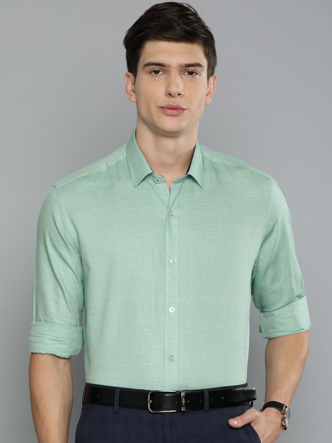 

Louis Philippe Men Green & White Slim Fit Self Design Formal Shirt