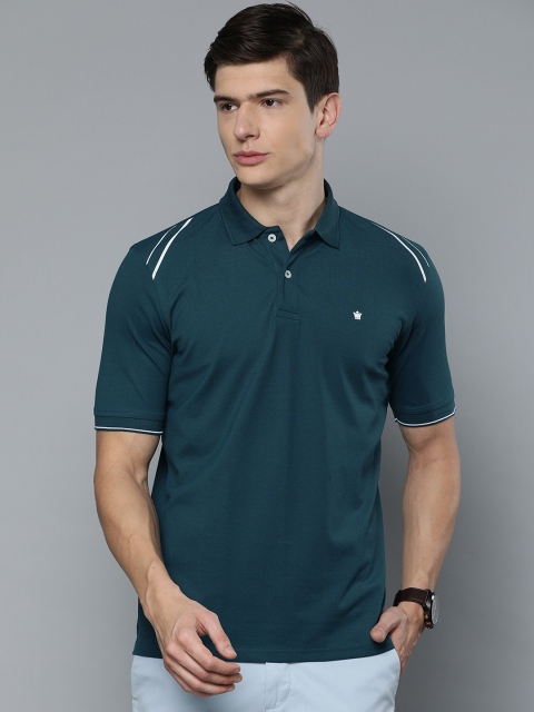 

Louis Philippe Golf Leisure Men Teal Blue Solid Polo Collar T-shirt