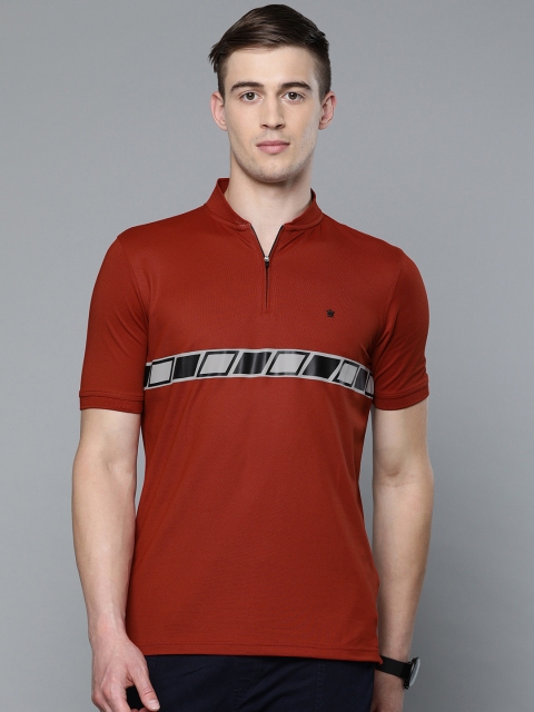 

Louis Philippe Golf Leisure Men Red & Black Printed Mandarin Collar T-shirt