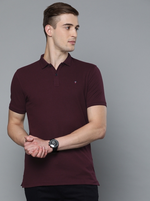

Louis Philippe Sport Men Burgundy Slim Fit Solid Polo Collar T-shirt
