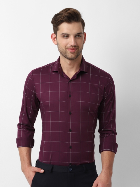 

Louis Philippe Ath.Work Men Maroon & White Slim Fit Checked Formal Shirt