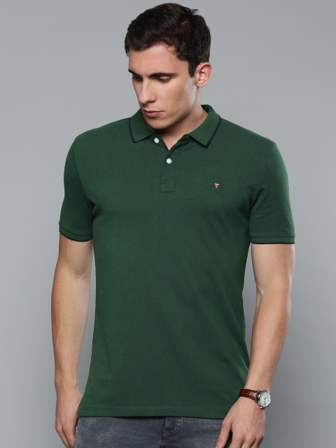 

Louis Philippe Jeans Men Green Solid Polo Collar T-shirt