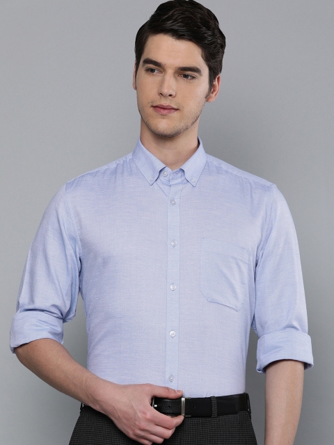 

Louis Philippe Men Blue & White Slim Fit Self Design Formal Shirt