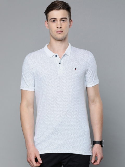 

Louis Philippe Sport Men White & Blue Slim Fit Printed Polo Collar T-shirt