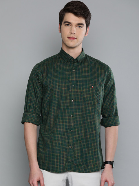 

Louis Philippe Sport Men Green & Mustard Yellow Checked Slim Fit Casual Shirt