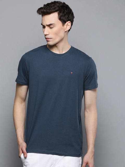 

Louis Philippe Jeans Men Navy Blue Solid Round Neck T-shirt