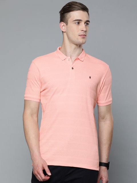 

Louis Philippe Sport Men Pink Slim Fit Self Design Polo Collar Pure Cotton T-shirt