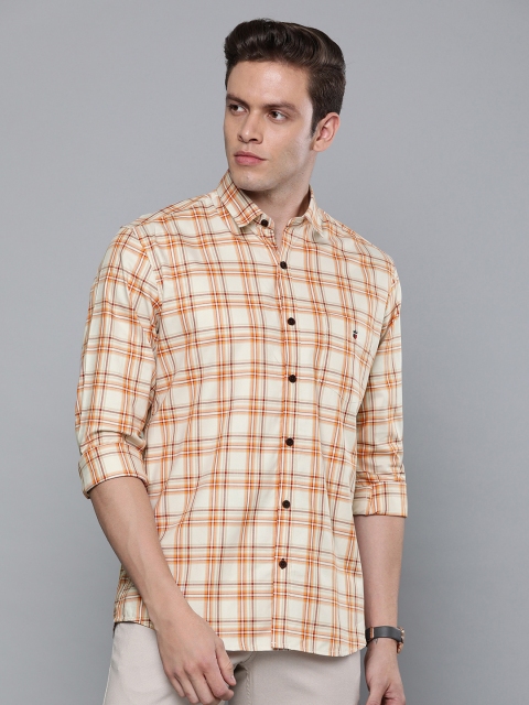 

Louis Philippe Sport Men Beige & Maroon Slim Fit Checked Casual Shirt