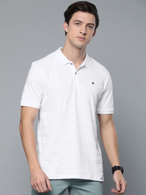 

Louis Philippe Sport Men White Self Design Slim Fit Polo Collar T-shirt