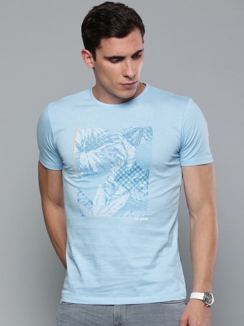 

Louis Philippe Jeans Men Blue Slim Fit Printed Round Neck T-shirt