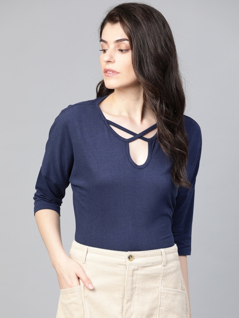 

Roadster Women Navy Blue Solid Top