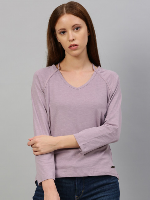 

Roadster Women Lavender-colored Solid Styled Back Top
