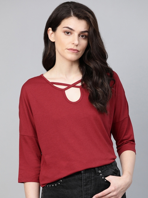 

Roadster Women Maroon Solid Top
