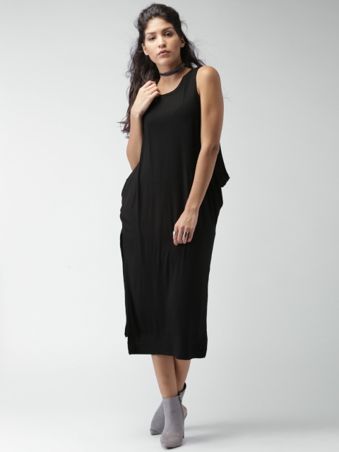 

FOREVER 21 Black High-Slit Midi Dress