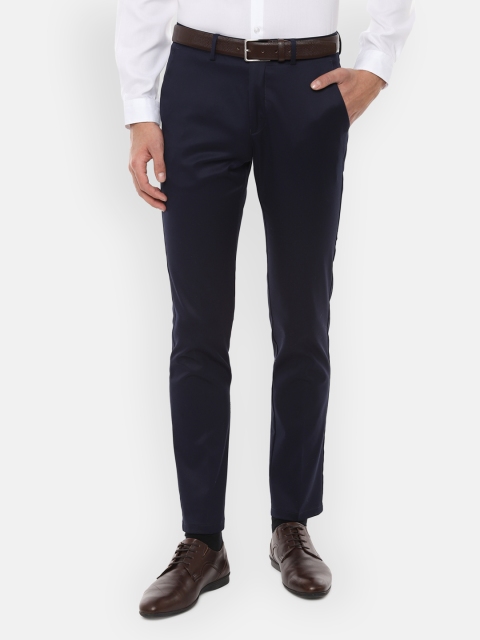 

Louis Philippe Men Navy Blue Skinny Fit Solid Formal Trousers