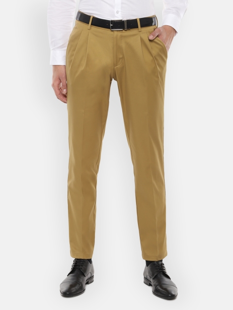 

Louis Philippe Men Khaki Brown Slim Fit Solid Formal Trousers