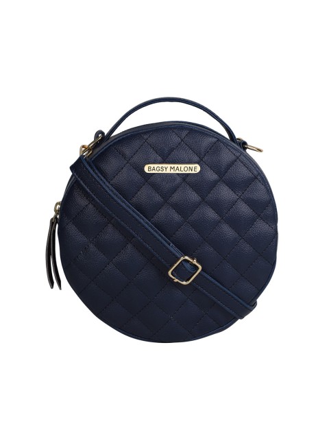 

Bagsy Malone Navy Blue Solid Quilted Sling Bag
