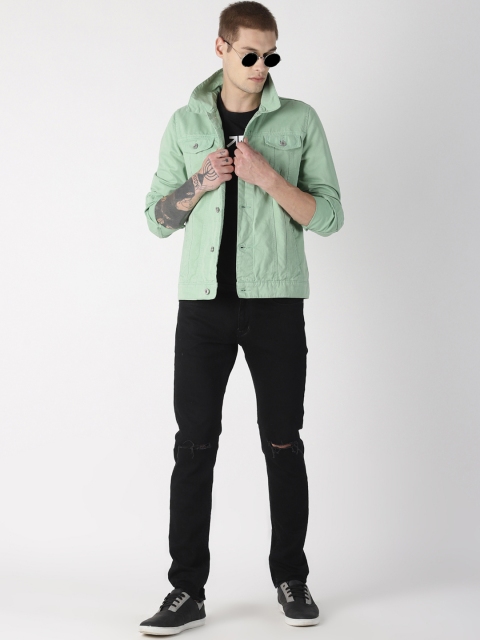 

Blue Saint Men Green Solid Denim Jacket