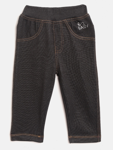 

612 league Girls Black Solid Jeggings