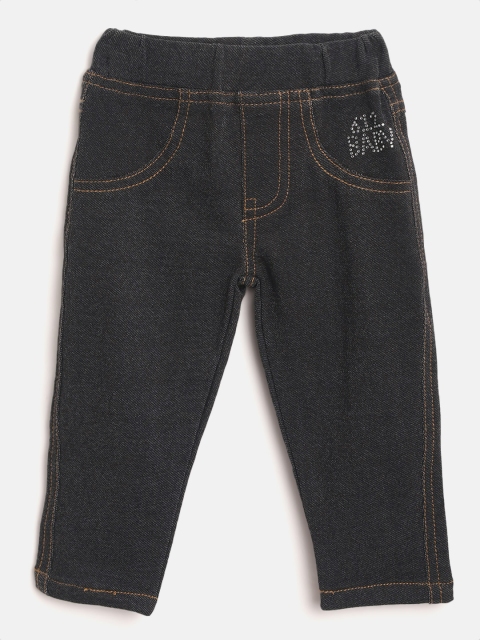 

612 league Girls Black Solid Jeggings