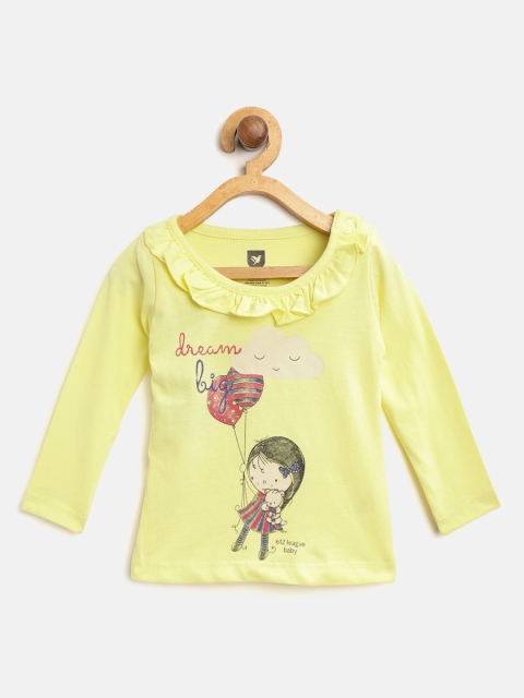 

612 league Girls Yellow Printed Top