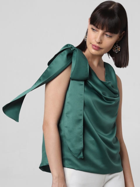 

Vero Moda Women Teal Green Solid Top With Tie-Up Detailing